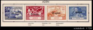 ADEN - 1949 UPU 4V SET  MINT LH