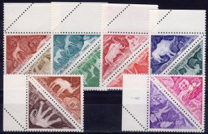 Chad 1962 Sc#J23/J34 TIBESTI PICTOGRAPHS ANIMALS Set (6 Pairs) MNH