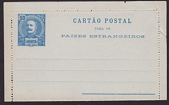 PORTUGAL HORTA 50r lettercard unused........................................6713