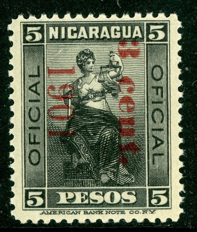 Nicaragua 1901 Official 3¢/5Peso Black MNH C784 ⭐⭐⭐⭐⭐⭐
