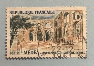 France 1961 Scott 1013 used - 1fr, Roman gate of Lodi, Médéa, Algeria