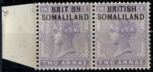 Somaliland 1903 2a pale violet marginal pair incl missing I in BRITISH variety 