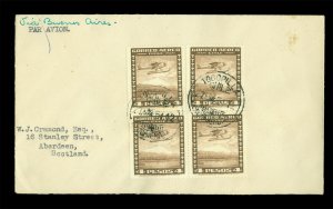 CHILE 1951 Commercial cover to Scotland franked with 4p x4 Airmail stamps