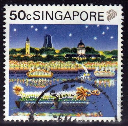 Singapore #574 Festival, 1990. Used, PM, Heavy Crease.