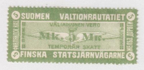 Finland HS V6x MLH. 1915-17 5m State Railway Tax Stamp