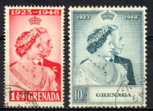Grenada Sc# 145-146 Used 1948 Silver Wedding Issue