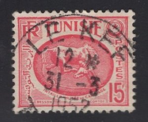 Tunisia   #221  used  1950   horse  15fr rose