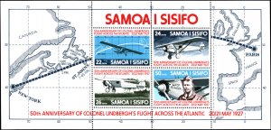 Samoa #450-453a, Complete Set(5), 1977, Aviation - Airplanes, Never Hinged