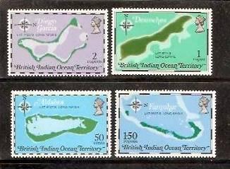 British Indian Ocean Territory 1975 Map, Campass, Geology  Sc 82-84 MNH # 2177