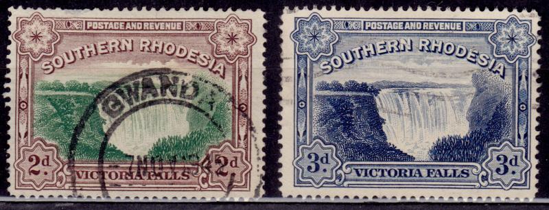 Southern Rhodesia 1935-41, Victoria Falls, Scott# 37-37a, used