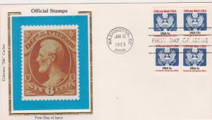 US  Scott # O127-O129 Official U/A FDC Colorano Silk Cachet