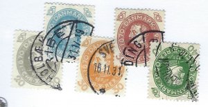 Denmark SC#215-219 Used F-VF...Fill a spot!