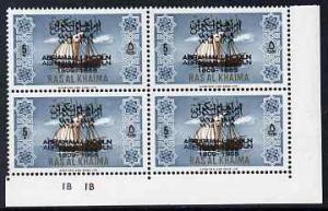 Ras Al Khaima 1965 Ships 5r with Abraham Lincoln overprin...