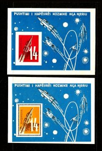 ALBANIA Sc 621-24+624A(NOTE) NH PERF & IMPERF ISSUE OF 1962 - SPACE - DOGS 