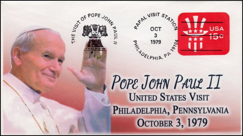 AO-U581, 1979, Pope John Paul II, Visit to US, Add-on Cover (2018), Philadelphia