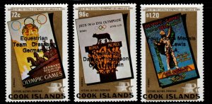 Cook Islands Scott 826-828  Olympic Games Posters Overprint stamp set.