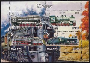 Malawi 2012 used Sheet of 4 Steam Trains Cinderella