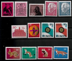 1976 Germany 969-77, B422-5 Complete Commemorative Year set + Animal Set Mint