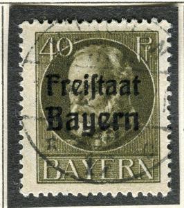 GERMANY BAVARIA;  1919 FREISTAAT Free State Optd. fine used 40pf. value