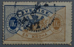 Sweden #O25 Used VG Place Cancel Slight Oxidation HRM