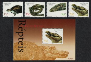 Guinea-Bissau Turtle Python Lizard Crocodile Reptiles 4v+MS 2002 MNH