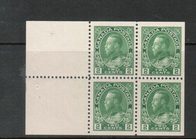 Canada #107b Very Fine Mint Lightly Hinged Booklet Pane