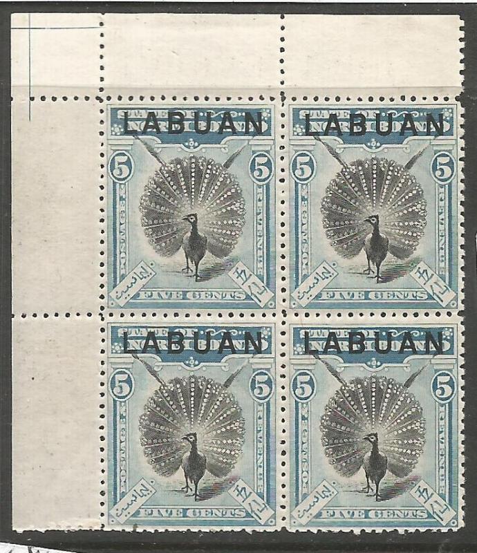 Labuan SG 114 UL Gutter Block of 4 MNH (1cwt)