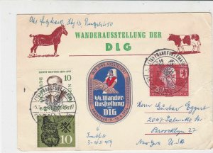 Germany 1959 Frankfurt Lady holding Corn Slogan Cancels Two Stamps Card Ref23393