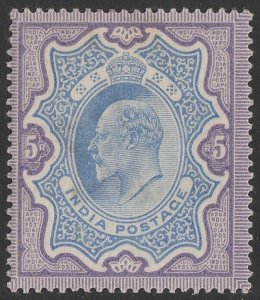 INDIA 1902 KEVII 5R ultramarine & violet. MNH **.