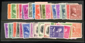 US Stamps # 803-34+839-51 MNH VF ½¢ To $5 Plus Colors Scott Value $180.00