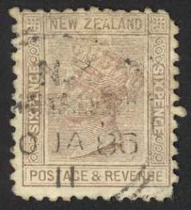 New Zealand Sc# 65 Used 1882 6p brown Queen Victoria 