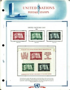 1955 United Nations #35-38 United Nations Day Set on White Ace Page  (ESP#721)