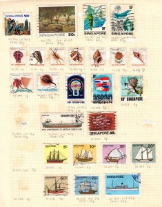 24 Singapore stamp collection 1970s used hinged stamps