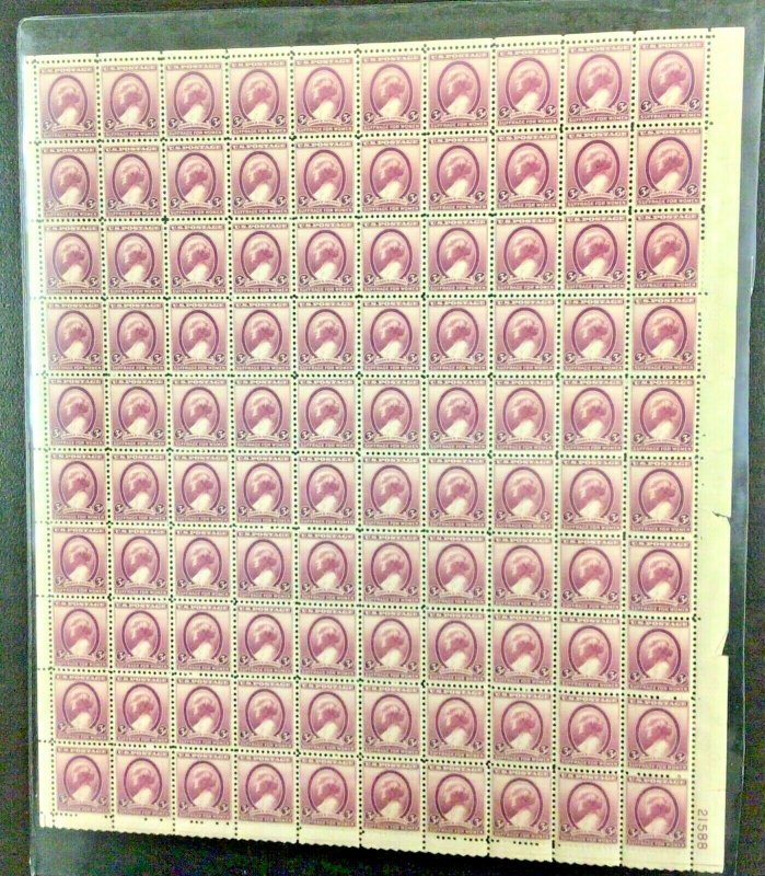  784  Susan B. Anthony, Suffrage   MNH 3 cent stamp Sheet of 100  1936 