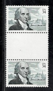 UNITED STATES SC# 3545 HORZ. GUTTER PAIR VF/NH