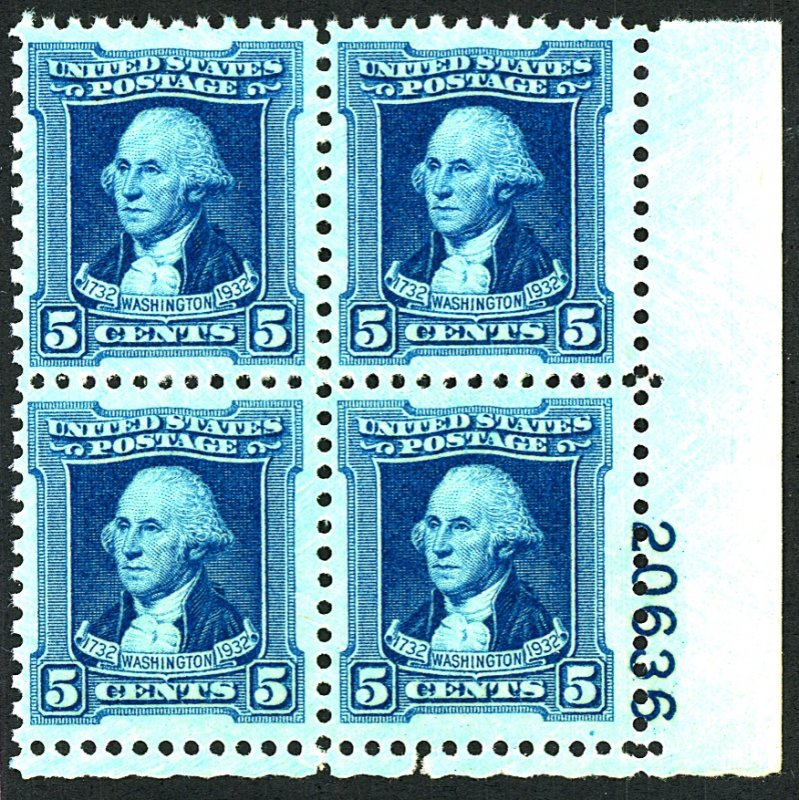 U.S. #710 MINT PL# BLOCK OF 4 OG NH