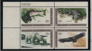 US, 1430A, MNH, PLATE BLOCK, 1971, WILDLIFE CONSERVATION