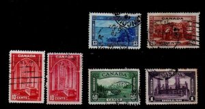 Canada Sc 241-245, 241a 1938 G VI  high values stamp set used