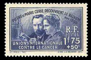 France, 1900-1950 #B76 (YT 402) Cat€27, 1938 Curie Issue, 1.75c+50c blue, n...