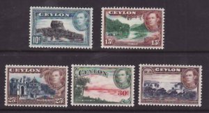 Ceylon-Sc#281-2,284-5,287- id9-five unused og NH KGVI with upright wmk-1938-52-