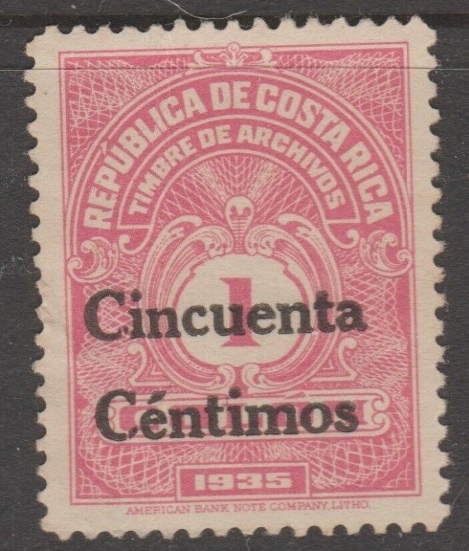 Costa Rica Archives Revenue Fiscal stamp- 11-23-20