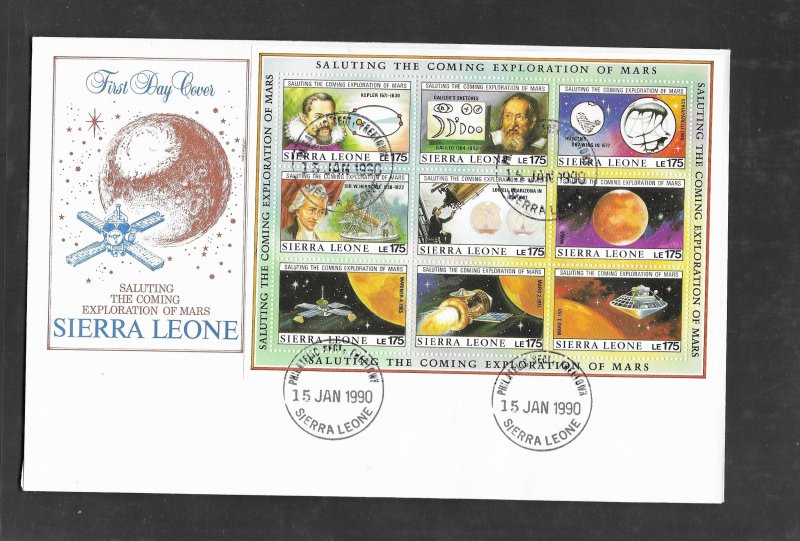 Sierra Leone 1990 Mars Exploration FDC's