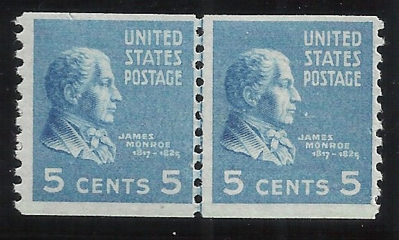 845   5c Coil Joint Line Pair MNH F/VF Centering Bright and Fresh