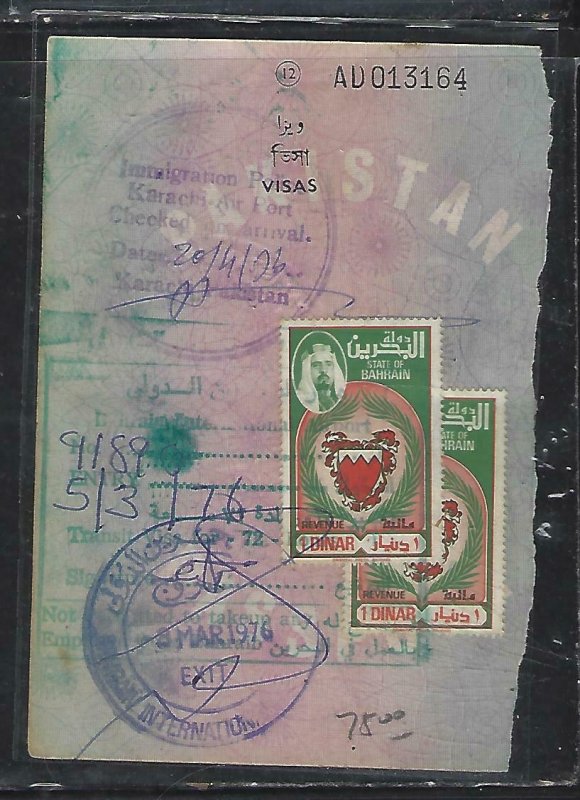 BAHRAIN  (PP2408B)   500F+1F ON PASSPORT PAGE FOR VISA