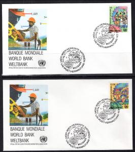 UN Vienna 88-89 World Bank UN Postal Admin Set of Two U/A FDC