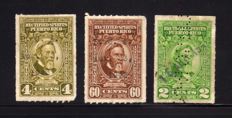 Lot 3 Rectified Spirits Puerto Rico US United States Internal Revenue Stamps