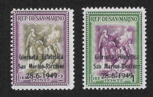 San Marino Scott 294-95 MNHOG - 1949 San Marino-Riccione Stamp Day - SCV $1.40