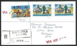 ANTIGUA BARBUDA 1983 Registered cover to Antigua, BARBUDA MAIL opts........56660