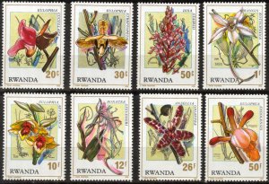 Rwanda 1976 Plants Flowers Orchids Set of 8 MNH