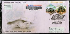 India 2008 Aldabra Giant Tortoise Reptiles Sc 2249-50 Commercial Used FDC # 1...